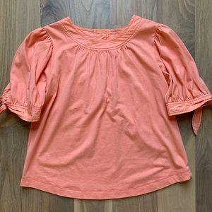 by Anthropologie peach tee with ties at sleeves